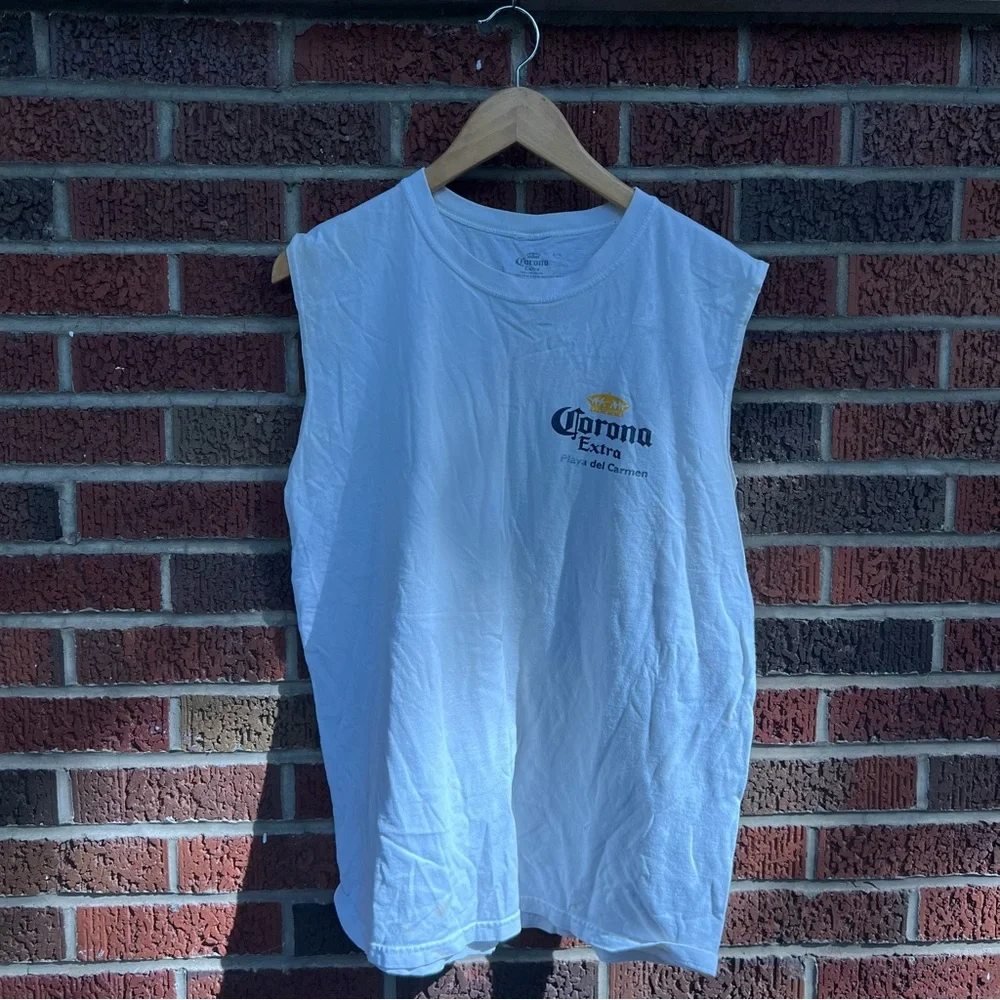 Corona Extra White Graphic Sleeveless Muscle Tee Shirt